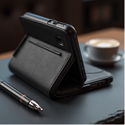 NovaCover S9 Genuine Leather Flip Case Multi-Card Slot Black