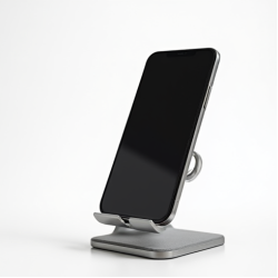 TechMount M6 Adjustable Desk Phone Stand 360-Degree Rotate Silver