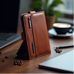 NovaCover V5 Leather Flip Case RFID Blocking Multi-Slot Brown