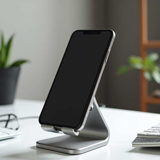 TechMount M6 Adjustable Desk Phone Stand 360-Degree Rotate Silver