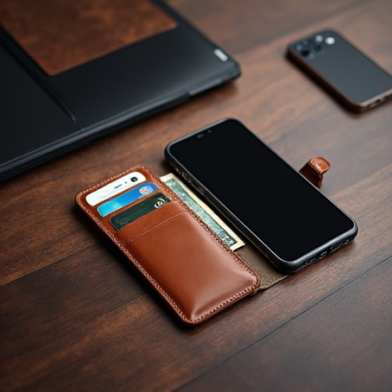 NovaCover V5 Leather Flip Case RFID Blocking Multi-Slot Brown